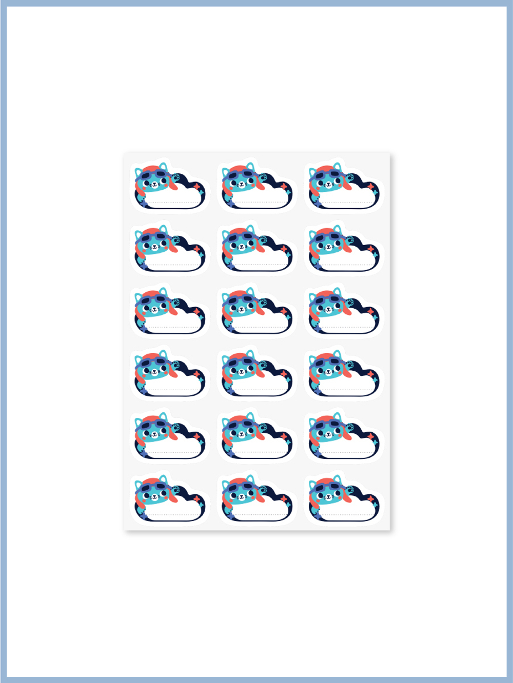 Термонаклейки детские Котик пилот (синий), 18 шт