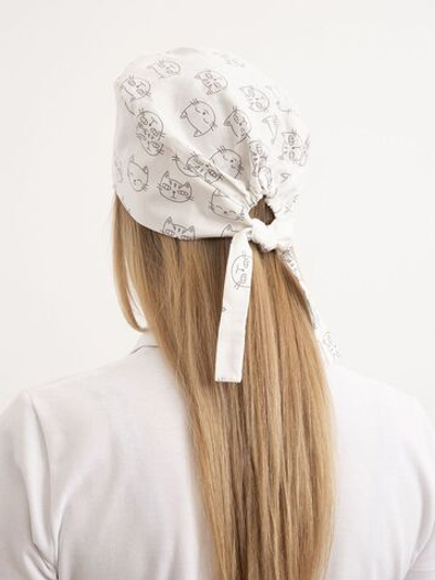 Шапочка медицинская, принт "Коты", белая