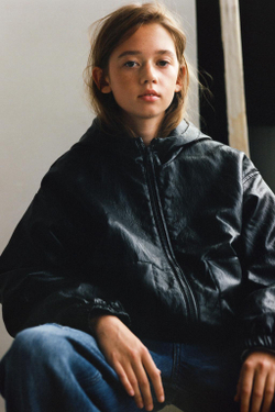 ZARA СТЕГАНАЯ КУРТКА ИЗ ИСКУССТВЕННОЙ КОЖИ, ЧЕРНЫЙ