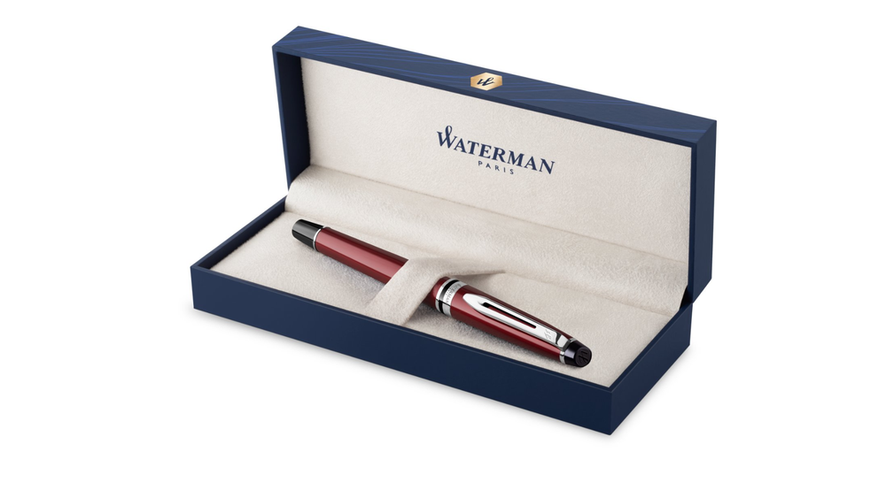 Перьевая ручка Waterman "Expert Dark Red Lacquer CT Black", перо: M, цвет чернил: blue.