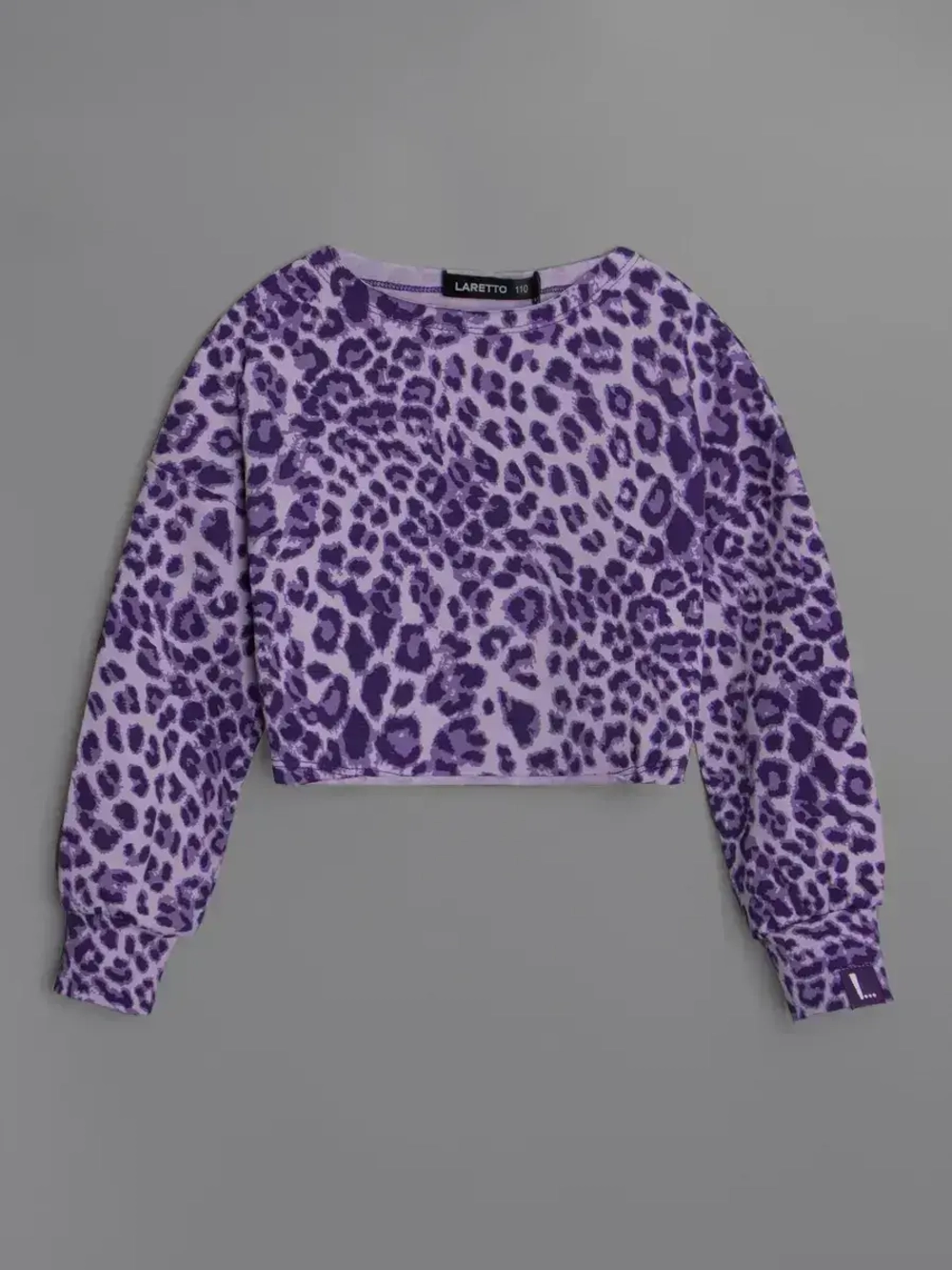 Лонгслив для девочки укороченный, леопард