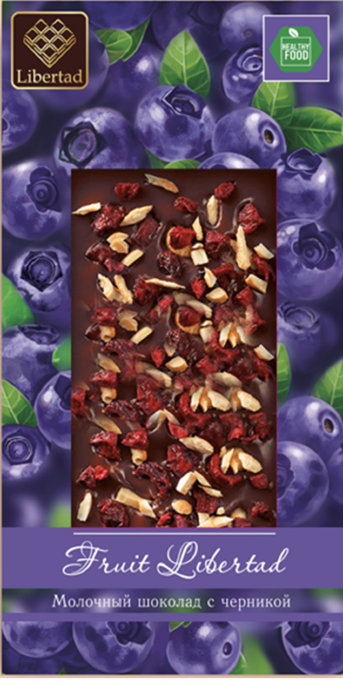 Шоколад Libertad «Fruit Libertad» Шоколад молочный с черникой, 80г
