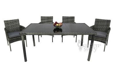 Набор мебели Нестор арт.SFS012-1 серый, серый 3 уп. (стол + 4 стула ротанг серый, подушки серые) "Garden story"