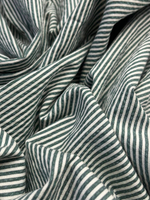 Хлопок сирсакер с нейлоном и эластаном в бело-зеленую полоску