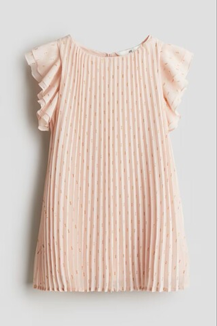 H&M Плиссированное платье-колокольчик, розовый