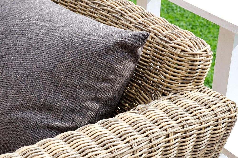 "Капучино" диван из искусственного ротанга трехместный, цвет соломенный