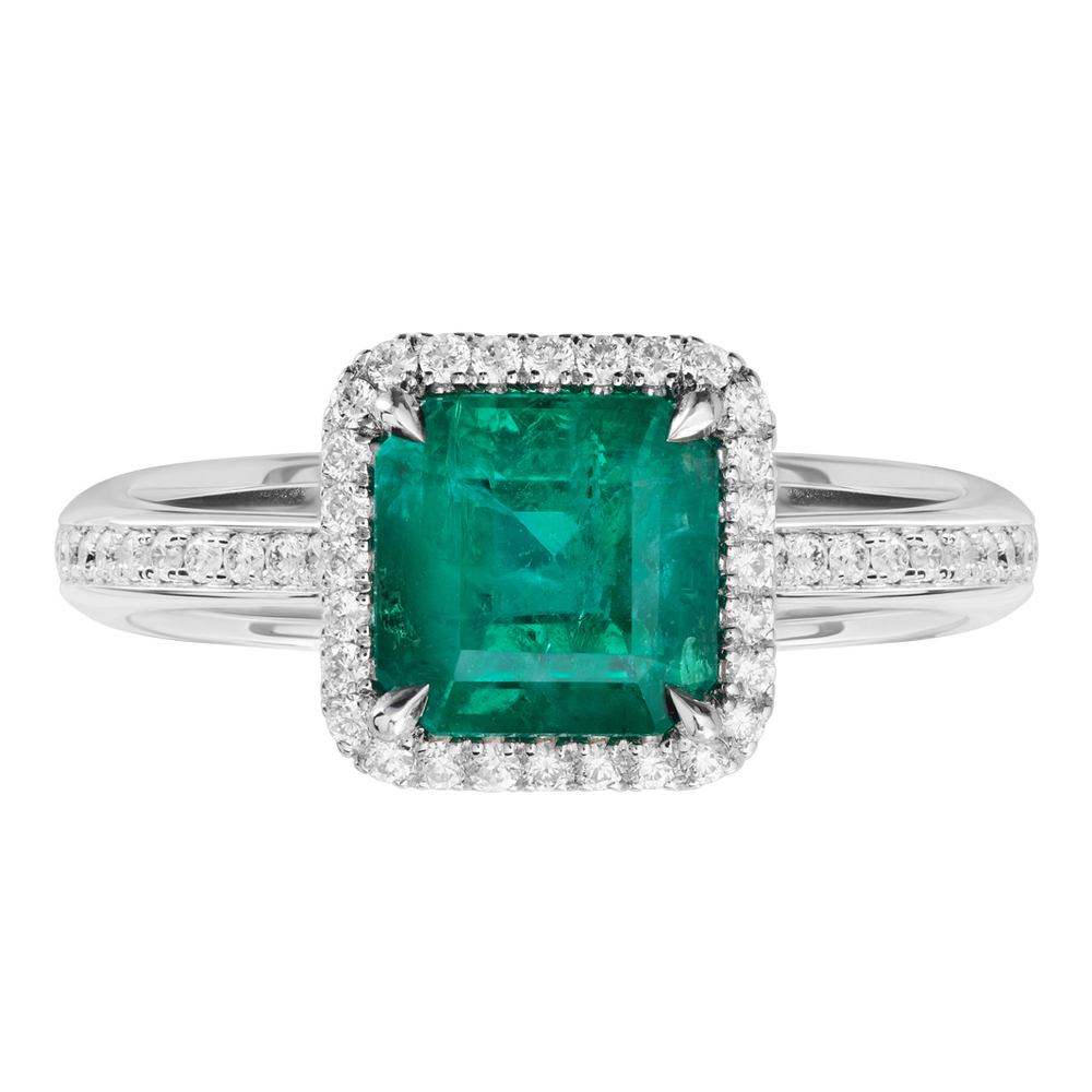 Кольцо с изумрудом и бриллиантами, R0068-3/3