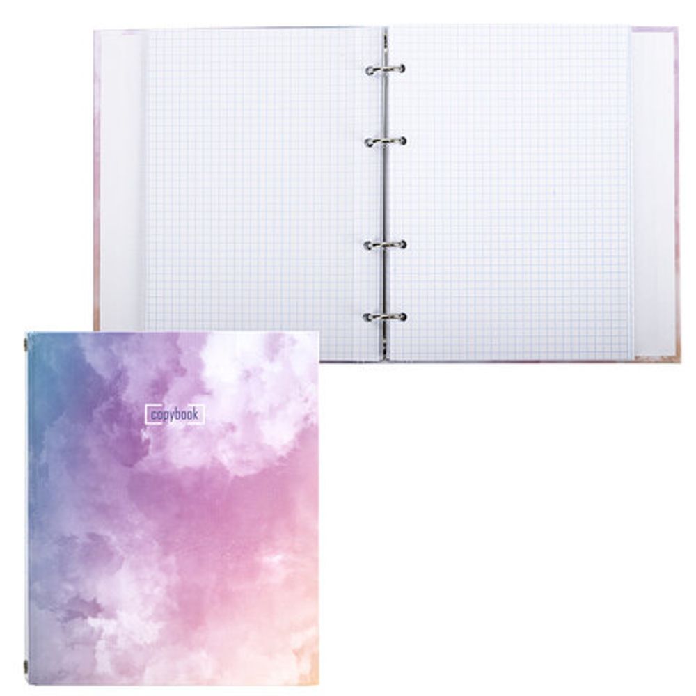Тетрадь на кольцах А5 (175х215 мм), 240 л., обложка твердый картон, клетка, BRAUBERG, "Cloud", 404094
