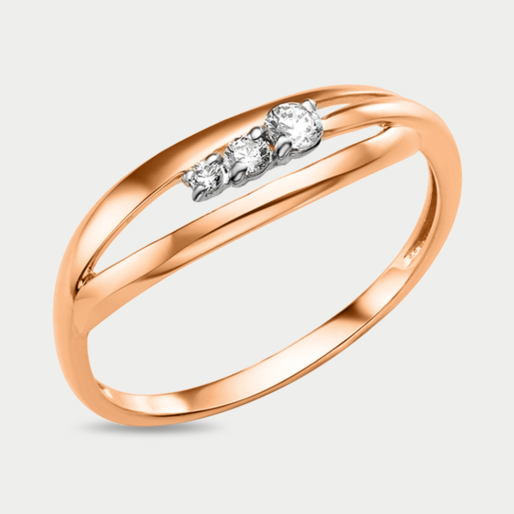 Кольцо женское из розового золота 585 пробы с фианитами (арт. 011911-1102)