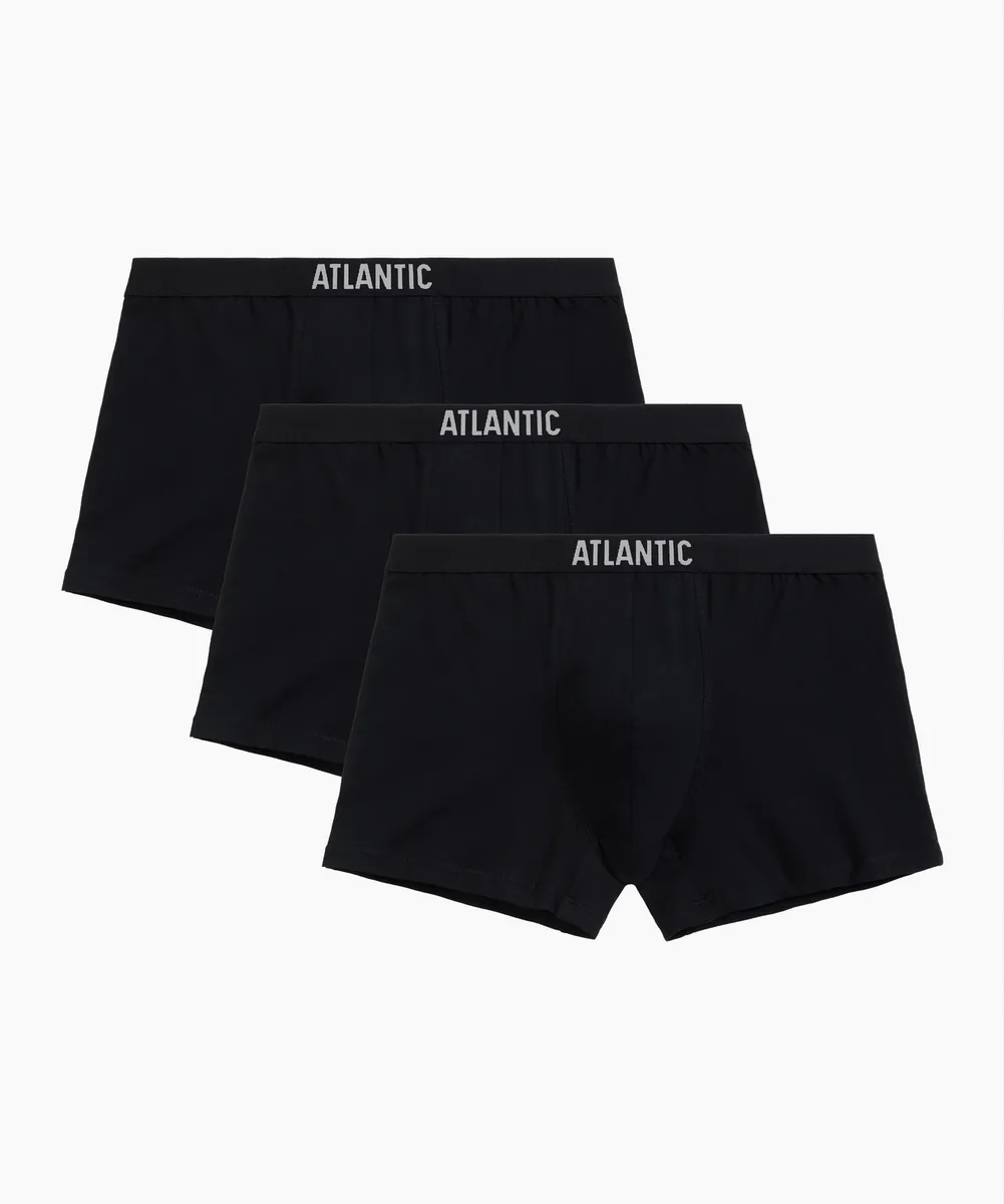 Мужские трусы шорты Atlantic, набор из 3 шт., хлопок, черные, 3BMH-011