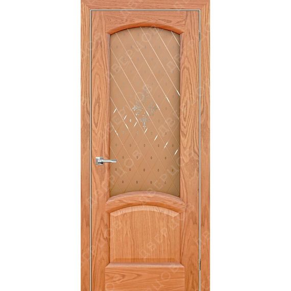 Межкомнатная дверь шпон Соло дуб натуральный остеклённая