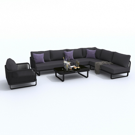 Лаунж зона угловая Ideal Patio БЕЛЛИСА модульная антрацит - каркас карбон