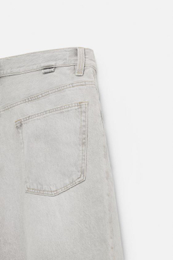 ZARA ДЖИНСОВЫЕ ШОРТЫ-БЕРМУДЫ СВОБОДНОГО КРОЯ, СЕРЫЙ