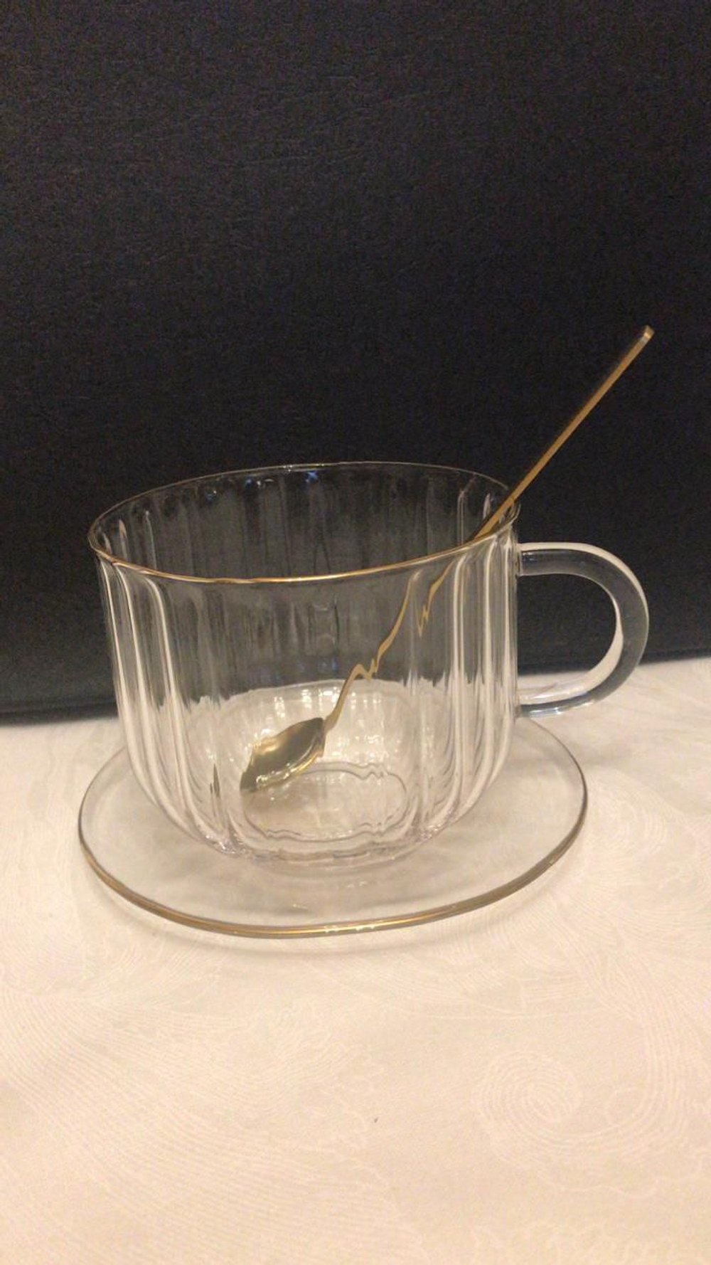 Чайная пара, для чая и кофе с ложкой 400 мл.