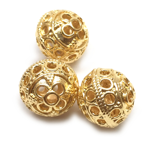 Бусины "Бали" 12х10 мм, позолота