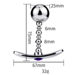 Серебряная анальная пробка для ношения из нержавеющей стали c красным кристаллом (Small) (Цвет: серебряный с красным)