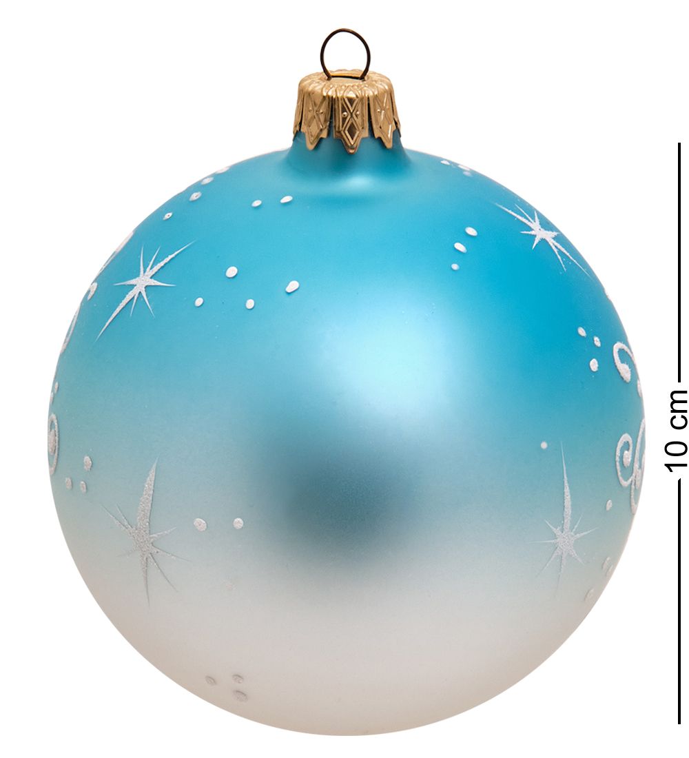 НФШ-1460 Ел.украшение Шар «Дед Мороз со Снегурочкой» голубой 100 мм