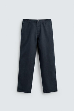 ZARA СВОБОДНЫЕ БРЮКИ STRAIGHT FIT, МОРСКОЙ СИНИЙ