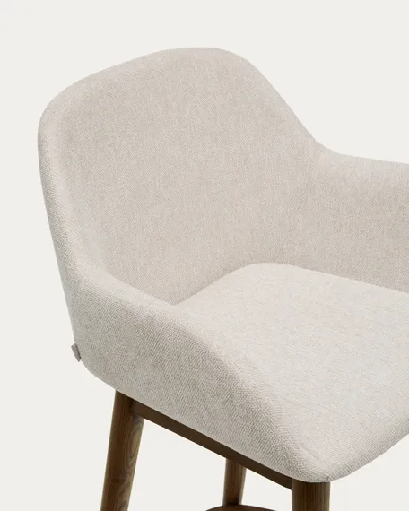 Полубарный стул Konna 65 см бежевый с ножками из темного ясеня