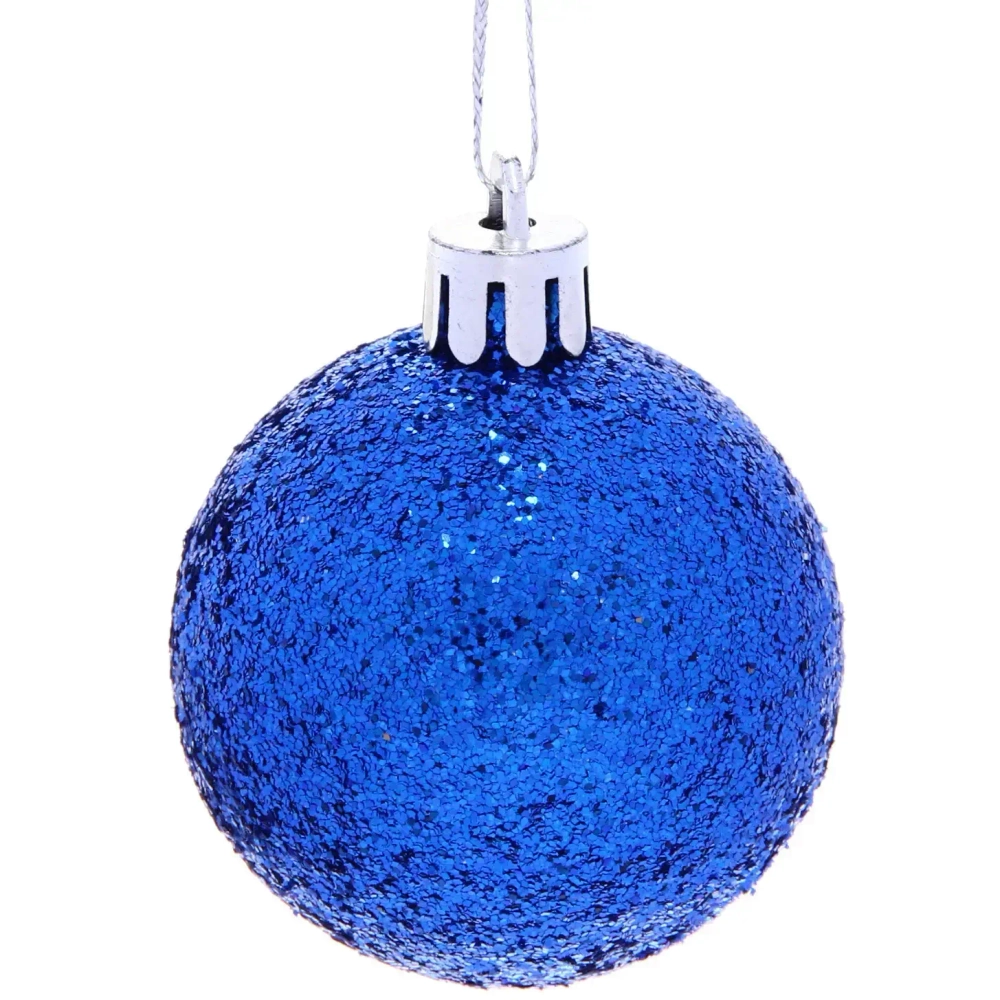 Новогодние шары 5 см (набор 24 шт) «Микс фактур», синий