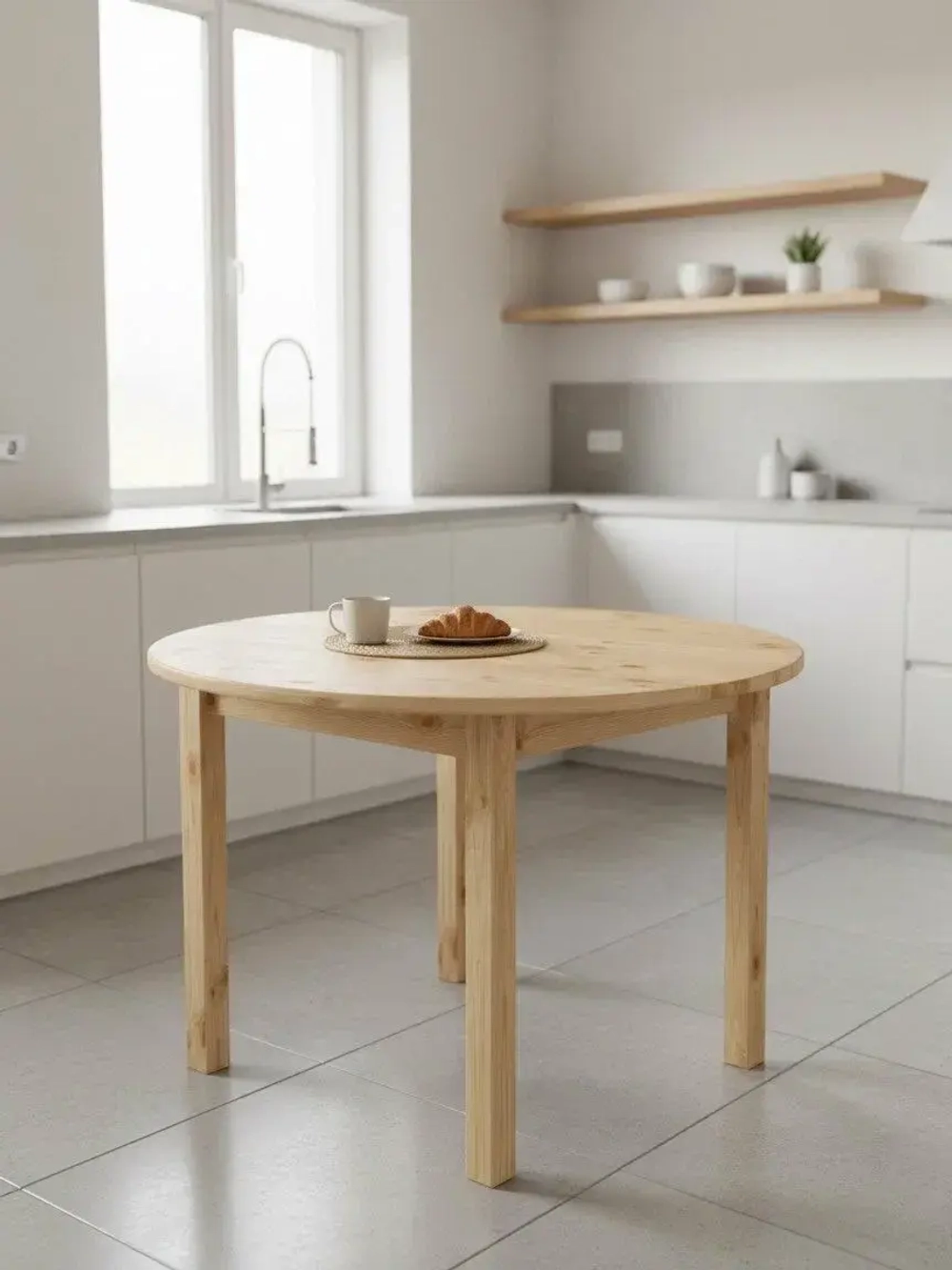 Стол обеденный круглый 1100 мм сосна, бесцветный лак