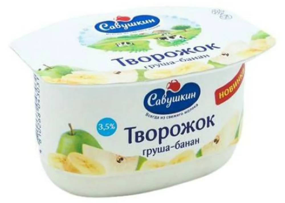 Паста творожная десертная Савушкин груша-банан 3.5%, 120г