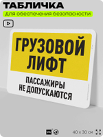 Табличка для обеспечения безопасности "Грузовой лифт", для офиса, по охране труда для предприятия, организаций, 40х30 см, Silver Plane x Айдентика Технолоджи