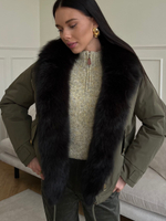 Парка Extra Lux с натуральным мехом хаки