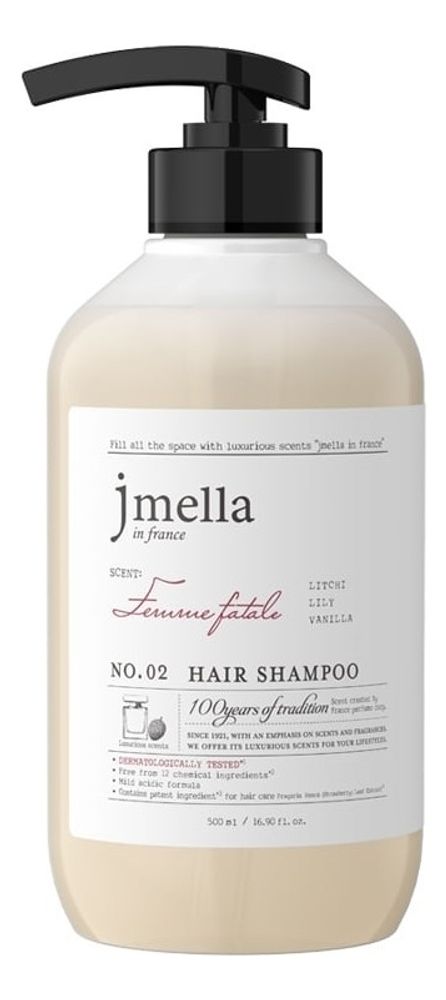 JMELLA  Шампунь для волос &quot;Черная смородина, роза, мускус&quot;- IN FRANCE FEMME FATALE HAIR SHAMPOO,1000 мл
