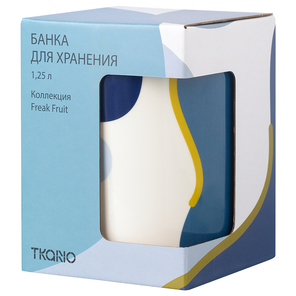 Банка для хранения синего цвета с авторским принтом из коллекции freak fruit, 1,25л