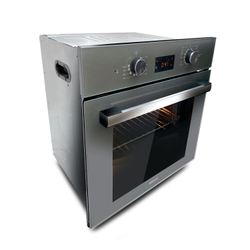 Электрический духовой шкаф встраиваемый GINZZU HOE-219 61л, 13 программ, серый с каталитической очисткой и дисплеем, конвекция, гриль