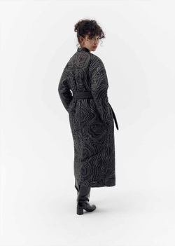Двустороннее стёганное пальто, черный, м.2437 р. L/XL
