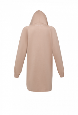 Спортивное платье (удлиненное худи) на молнии с капюшоном с карманом,сбоку по низу вшиты молнии.