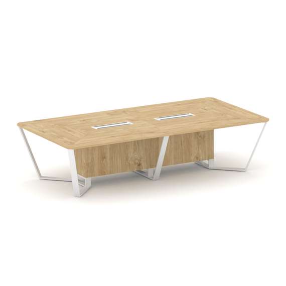 Steel Meet Стол переговорный прямоугольный KD-PR.B.SP-12 Тиквуд Светлый/Металл Белый 3200*1600*750