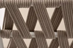 "Диего" диван 2-местный плетеный из роупа, основание дуб, каркас алюминий светло-серый (RAL7035) муар, роуп бежевый круглый, ткань бежевая 052