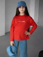 Лонгслив для девочки, красный