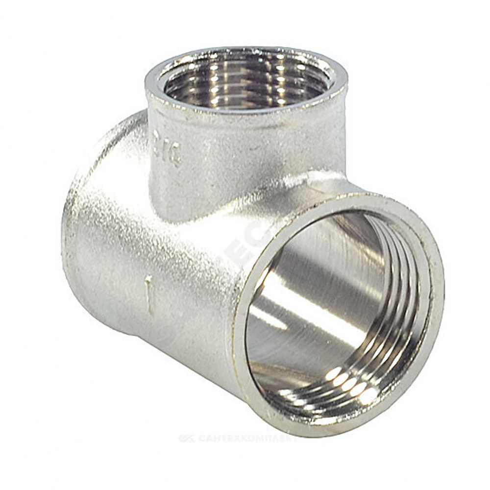 Тройник латунь никель переходной Ду 25х20х25 (1"х3/4"х1") ВР/ВР SantechSystems