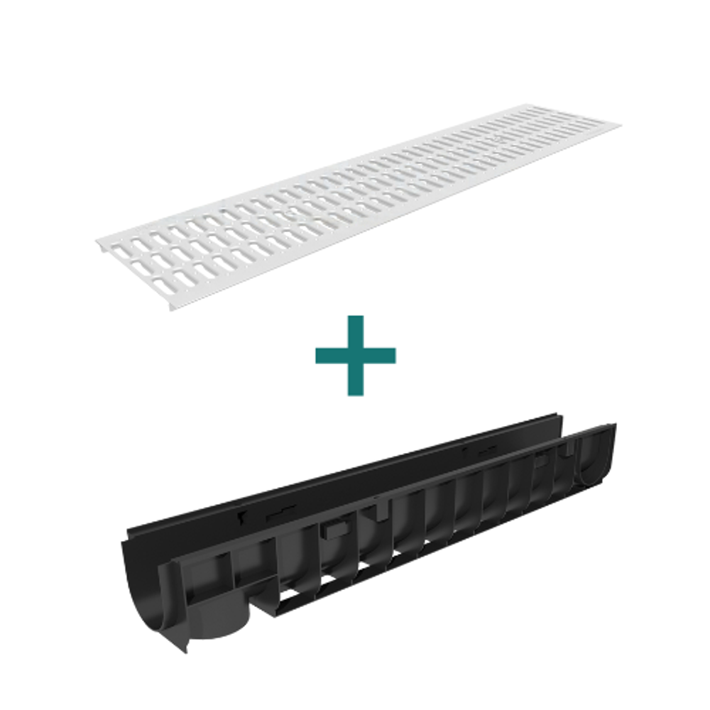 Комплект Gidrolica Standart: лоток ЛВ-10.14,5.12 + решетка РВ-10.13,6.100, кл. A15