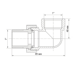 Переходник со сгоном 1'' угловой VRT®(конус) никель