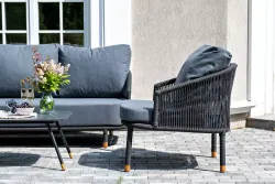 "Верона" лаунж-зона 5-местная плетеная из роупа (веревки), каркас алюминиевый темно-серый, роуп темно-серый