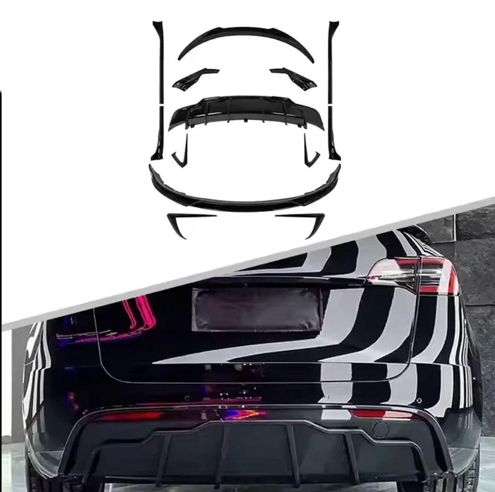 Обвес для Tesla Model Y 2025+ тесла Губа переднего бампера Накладки на бампер Капот Боковые юбки Диффузор заднего бампера Задний