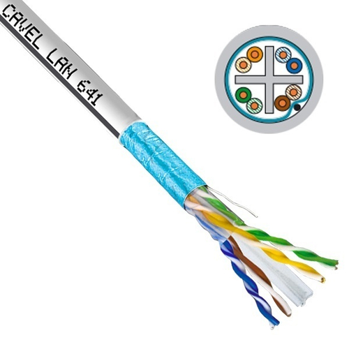 Кабель витая пара экранированный F/UTP 4х2хAWG23 cat 6 LSZH [200м] LAN 641 ZH Cavel (провод для интернета) LAN 641 ZH
