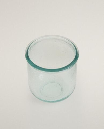 ZARA HOME СТАКАН ДЛЯ ЗУБНЫХ ЩЕТОК ИЗ СТЕКЛА С ЭФФЕКТОМ ПУЗЫРЬКОВ, СИНИЙ