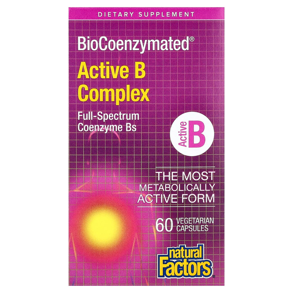 Natural Factors, BioCoenzymated®, комплекс активных витаминов группы B, 60 вегетарианских капсул