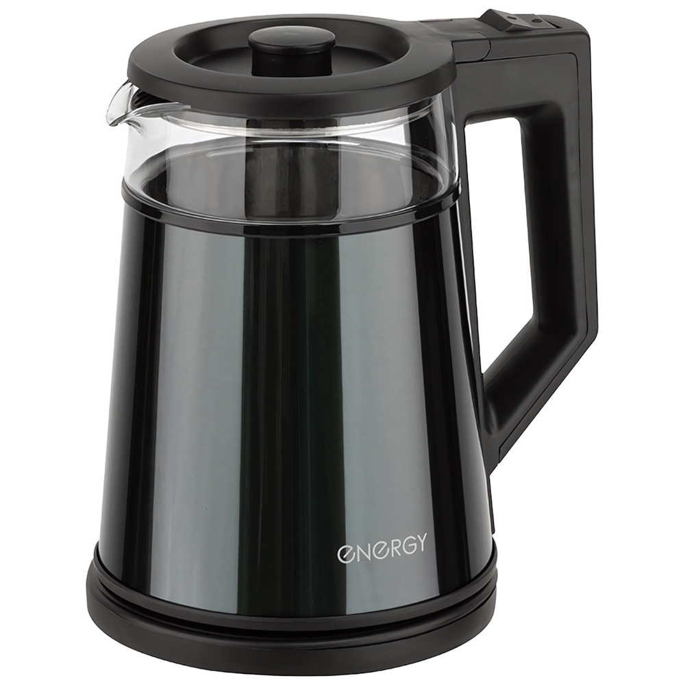 Чайник электрический 1,2л ENERGY E-200 стекло, серый, двойной корпус