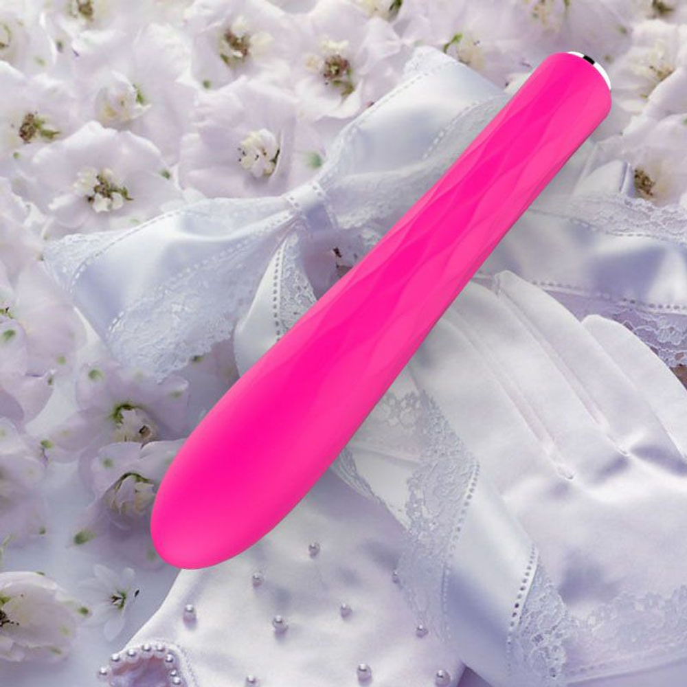 Металлический вибратор CiCi с силиконовой насадкой - 16,5 см. (Цвет: розовый)