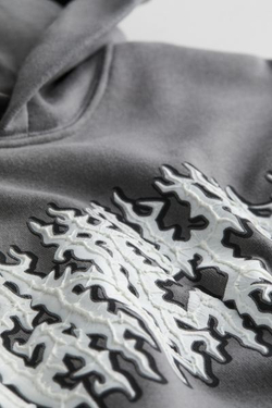 H&M Толстовка с капюшоном и принтом, серый