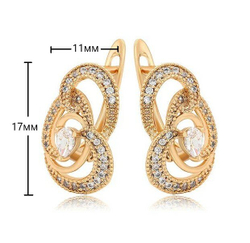 Серьги сережки женские с камешками бижутерия Ажурные, золото