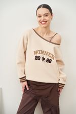 СВИТШОТ НА ОДНО ПЛЕЧО «WINNER» КРЕМ-БРЮЛЕ