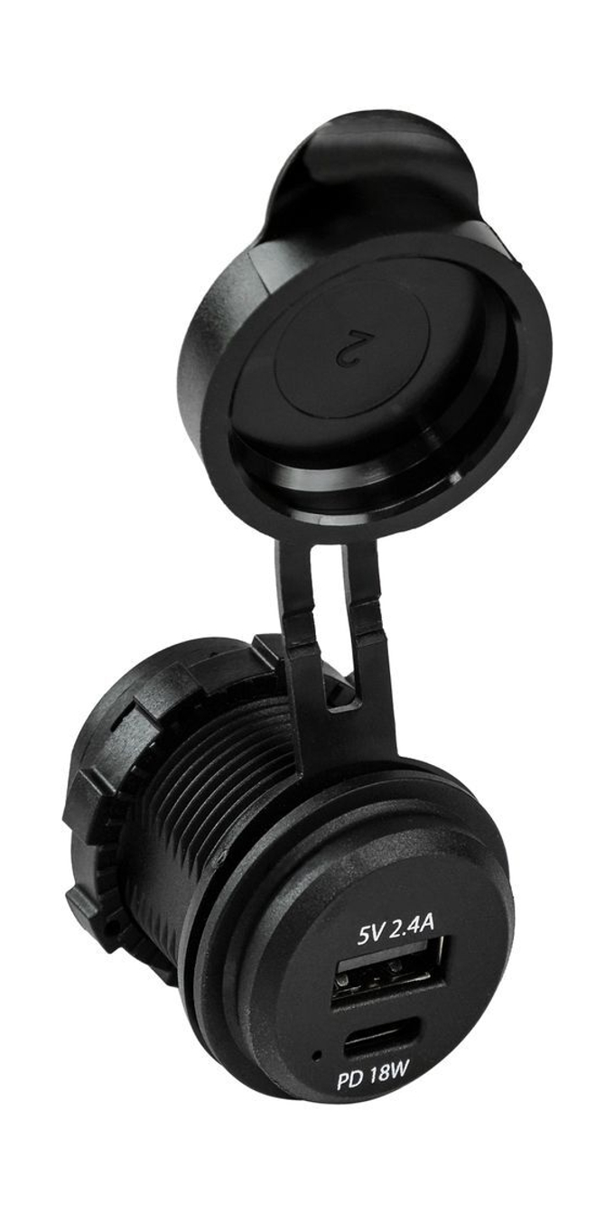 Разъем USB 5В 2.4А и USB PD Type-C, 18 Вт